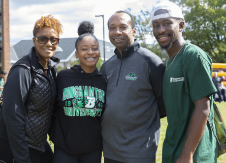 A family at Family Weekend 2018.