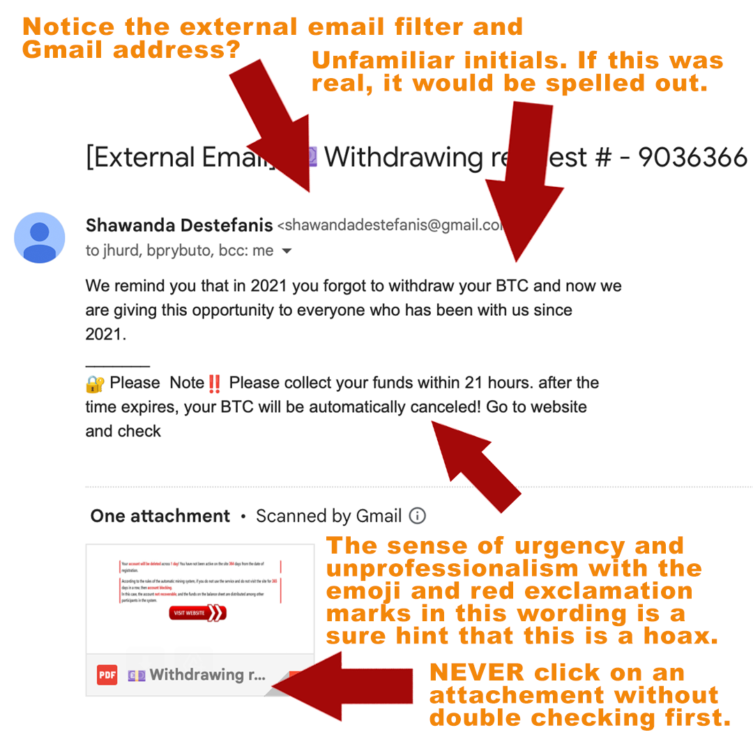 An image related to a withdrawal hoax scam.