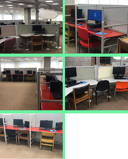 Photos of computers availability in Bartle Library Mezzanine
