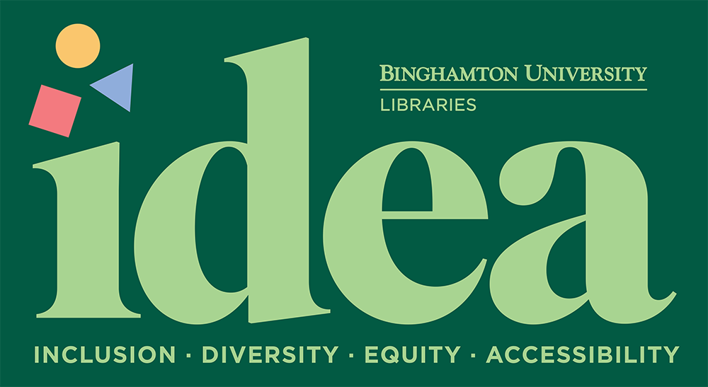 IDEA logo, the word IDEA with diverse colorful shapes replacing the dot of the I