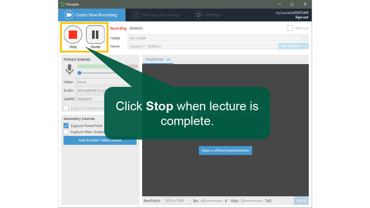 Step 15: When finished, click STOP. (Use PAUSE if you need a break, Step 16: Click UPLOAD