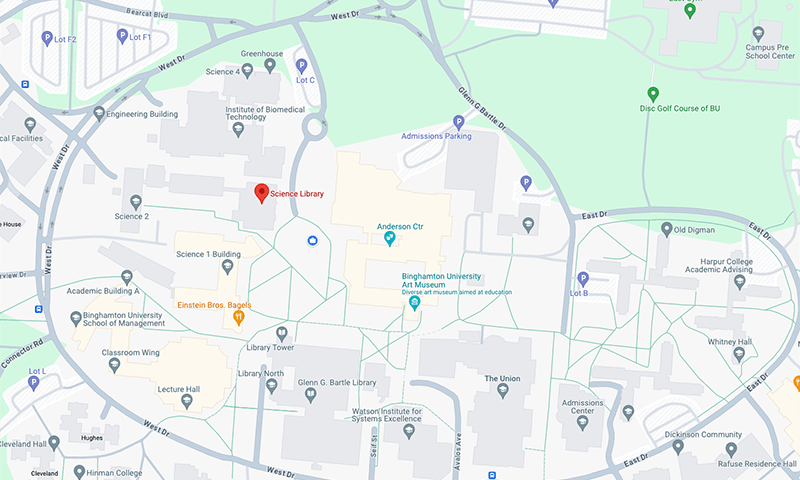 Google map showing directions to Science Library