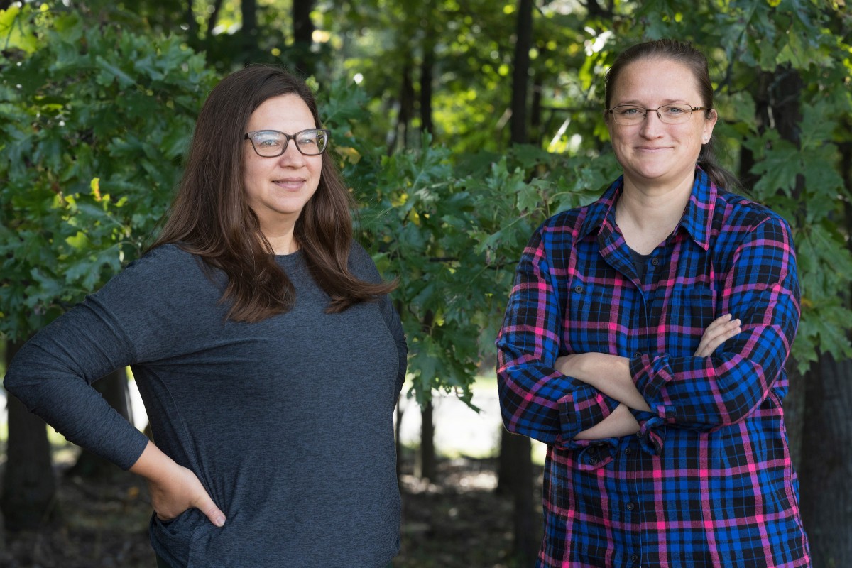 Associate Professor of Biological Sciences Kirsten Prior (left) and Associate Professor of Earth Sciences Molly Patterson (right) founded Binghamton University's Natural Global Environmental Change Center.