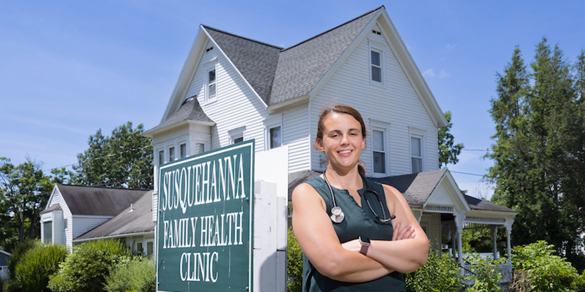 Kathryn DeWitt Phillips, a family nurse practitioner at the Susquehanna Family Health Clinic in Pennsylvania, is one of over 100 HRSA grant-funded NPs trained at Decker College who practice in rural or underserved areas. Her practice now serves as a rural training site for Decker graduate nursing students.