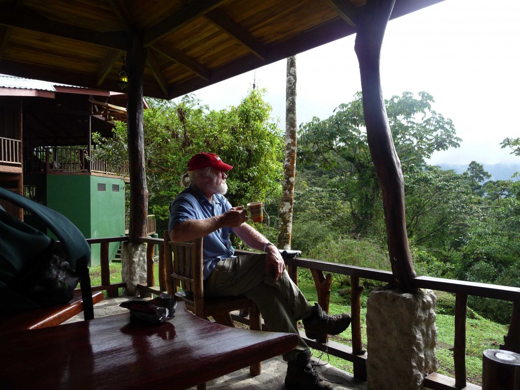 Professor Dick Andrus watches birds from his favorite spot: the Poco Sol research station in Costa Rica.