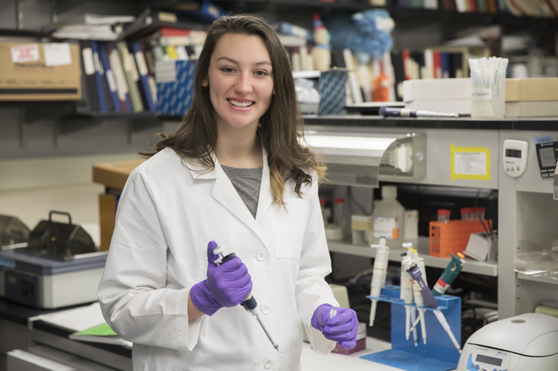 Alexis Lagoy, who is pursuing her master's degree in biomedical anthropology, hopes to someday work in forensic research, forensic anthropology, or forensic pathology.