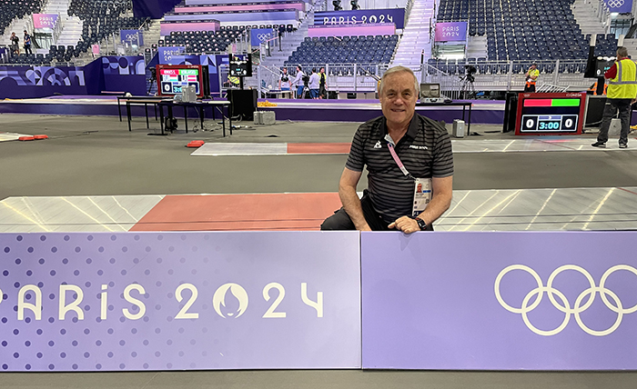 John Moreau is a fencing coach and judge who officiated men's and women's modern pentathlon at the Summer Olympics in Paris.