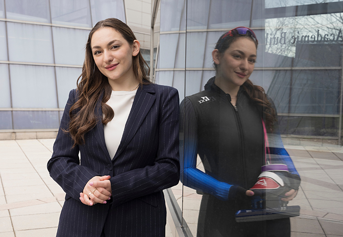 Samantha Scheffler, a 2024 Binghamton University graduate, hopes to qualify for the Winter Olympic trials in speed skating.