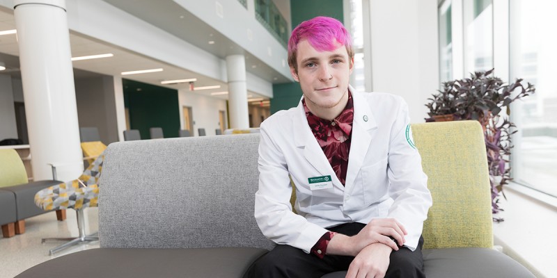 James Thurston is a first-year student in the School of Pharmacy and Pharmaceutical Sciences whose favorite color is pink.