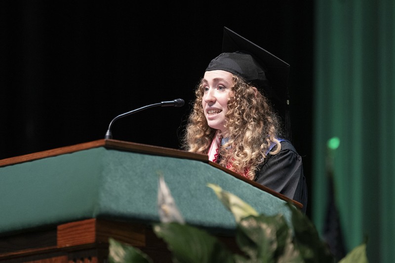 Graduate speaker Sarah Marshall shared a message of hope that things will work out if we are willing to move forward: 