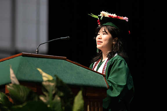 Undergraduate student speaker Alysa Cheung reminded her fellow graduates about a 