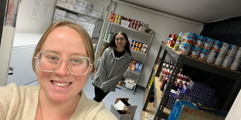 Molly Kidow, MSW '22, a graduate assistant in the Center for Civic Engagement worked with administration at Benjamin Franklin Elementary School in Binghamton to operate a food pantry for local students and their parents.