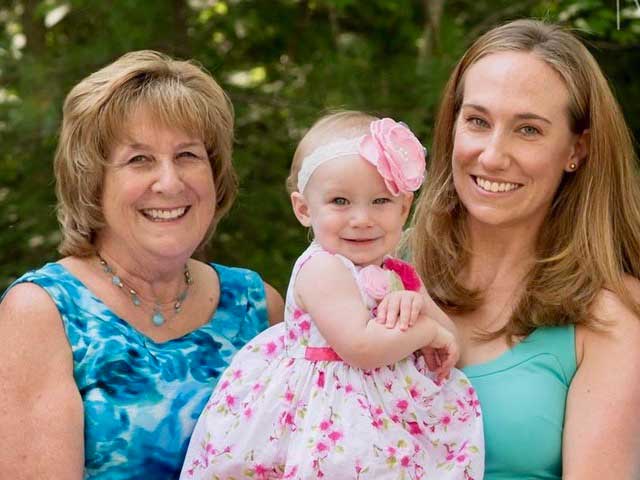 (L to R) DSON alumna Deb Dvorsky with her granddaughter, Adalyn, and her daughter, Allison Manning, who is working toward her nursing degree in Decker's baccalaureate accelerated track program.