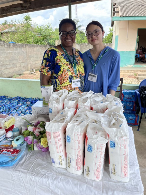 Zhiqiao Huang '24 and Professor Titilayo Okoror, founding director of global public health and chair of the Africana Studies Department, on a research trip in Ghana.