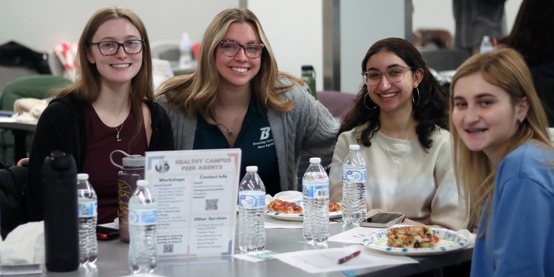 Nearly 100 students attended a Mental Health Advocacy Training led by Health Promotion and Prevention Services Healthy Campus Peer Agent interns on Feb. 5 in the Hinman Multipurpose room.