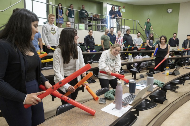 Sophia Howard, '21, celebrates the start of classes with the other students in Decker's Doctor of Physical Therapy program.