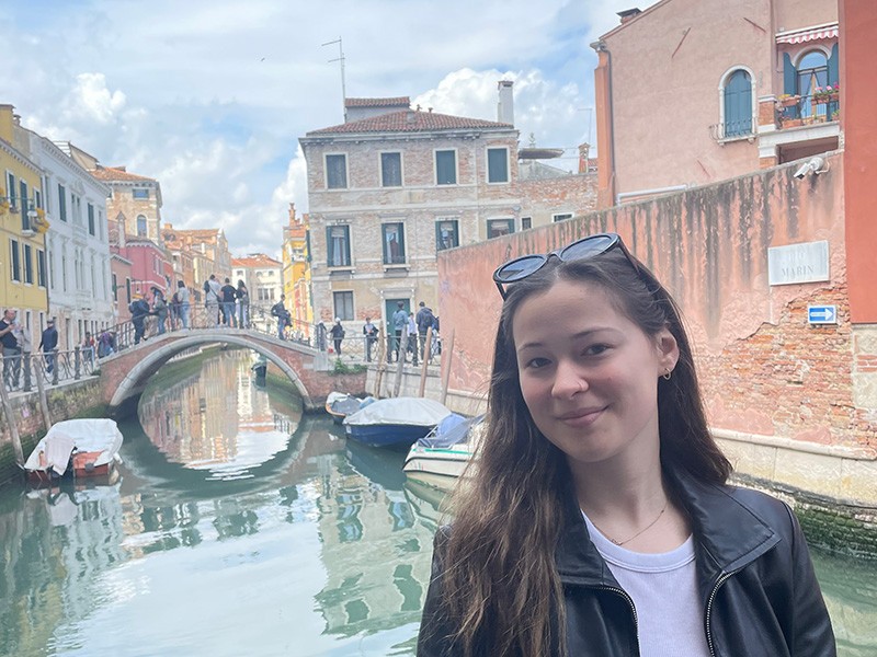 Caroline Portman visited Venice, Italy, in April during her education-abroad semester. Built on more than 100 small islands in a lagoon in the Adriatic Sea, Venice has no roads, just canals.