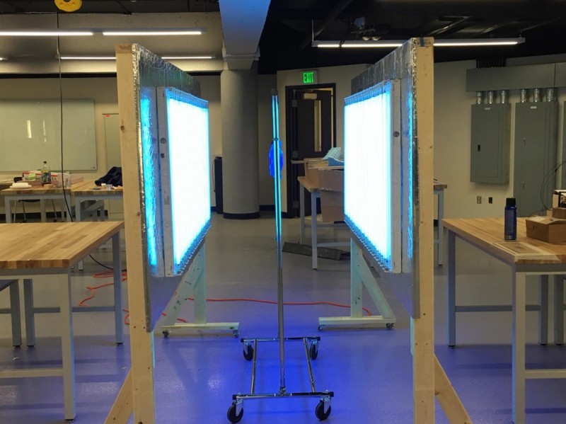 Ultraviolet sterilization stations, built in the Watson School's Fabrication Lab, are being delivered to UHS and Lourdes for their fight against COVID-19.