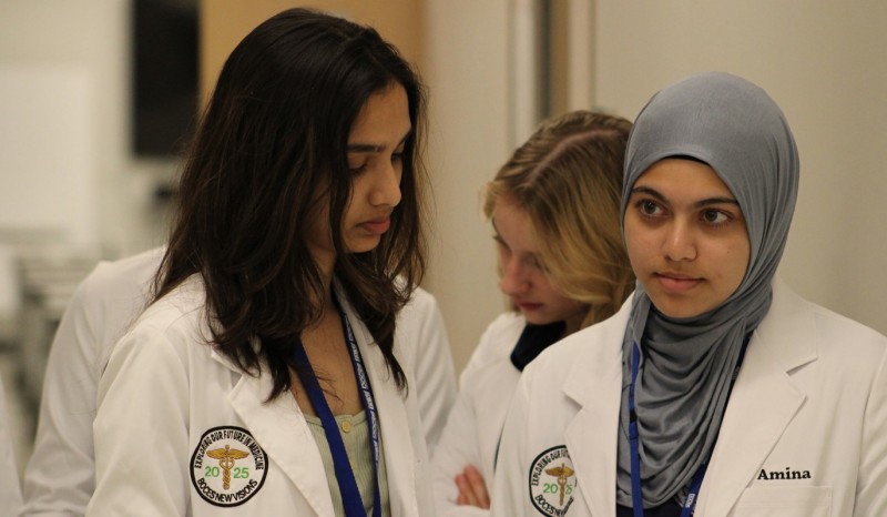 BOCES New Visions students listen for patient information to find the right medication needed during a simulation in the Skills Lab.