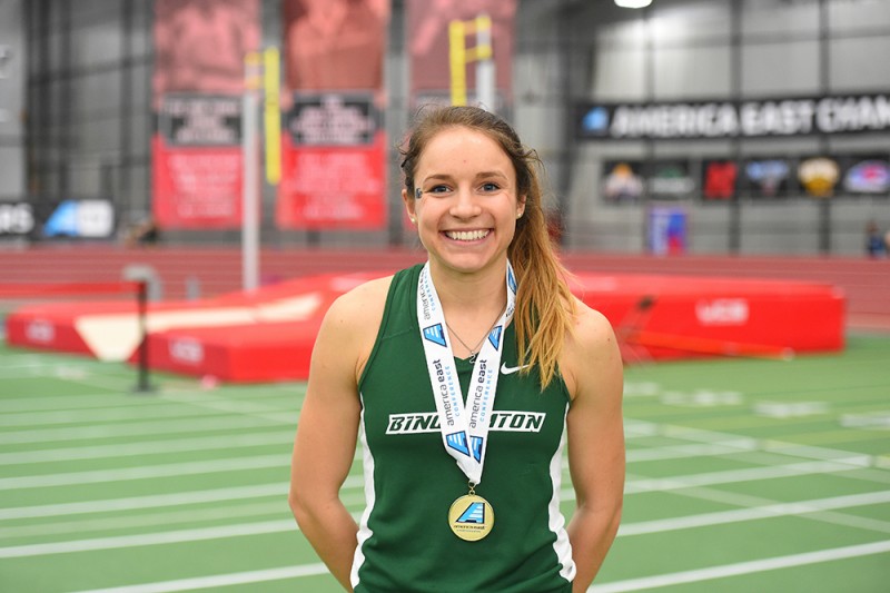 Sarah Haley after winning the America East Championship.