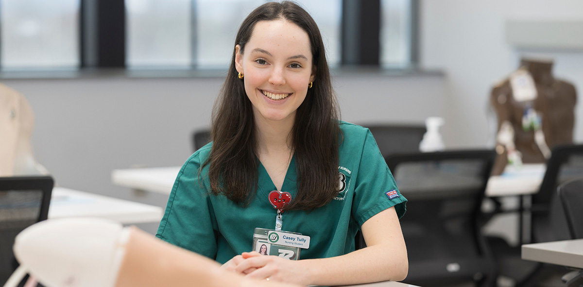 Binghamton student Casey Tully will graduate in May 2025 with a bachelor's degree in nursing and hopes to go into intensive care nursing once she passes her certification exam.