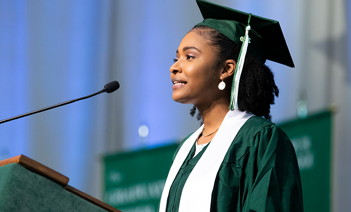 Natassia Josephs speaks at CCPA's virtual Commencement ceremony