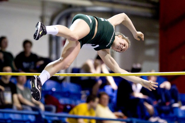 Sarah Haley in action on the way to the 2014 America East Indoor Championships.