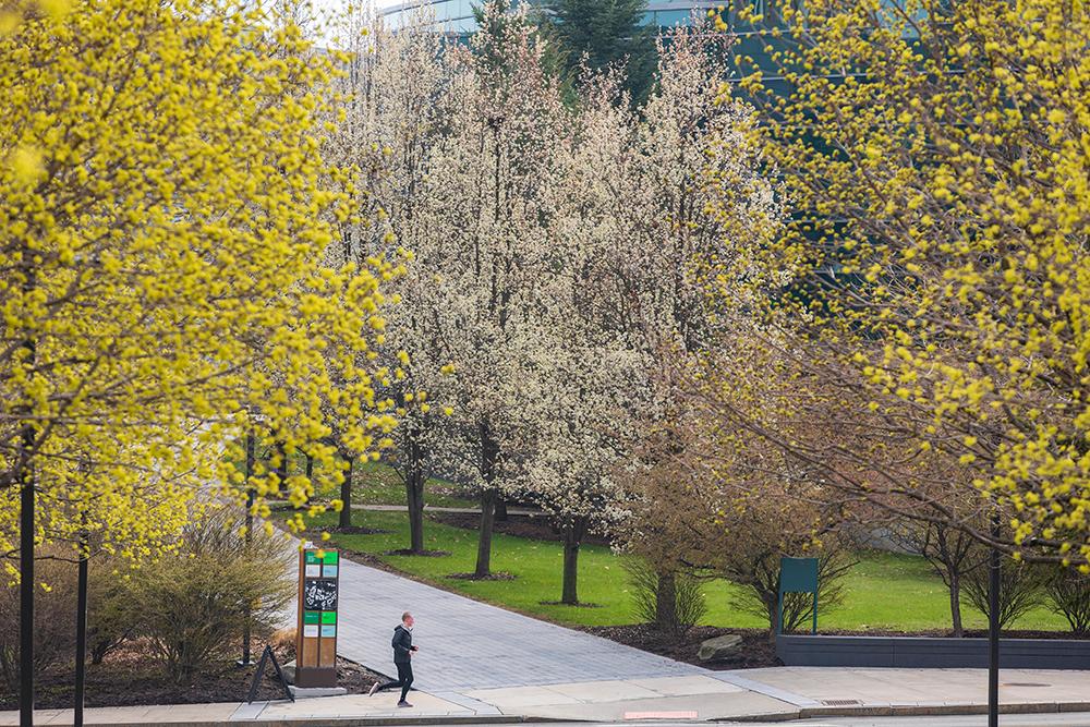 Running past Academic Building A and B 