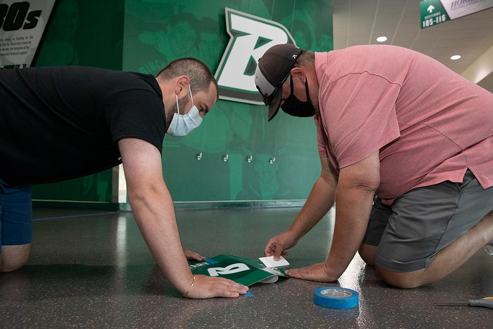 Installing safety signs 