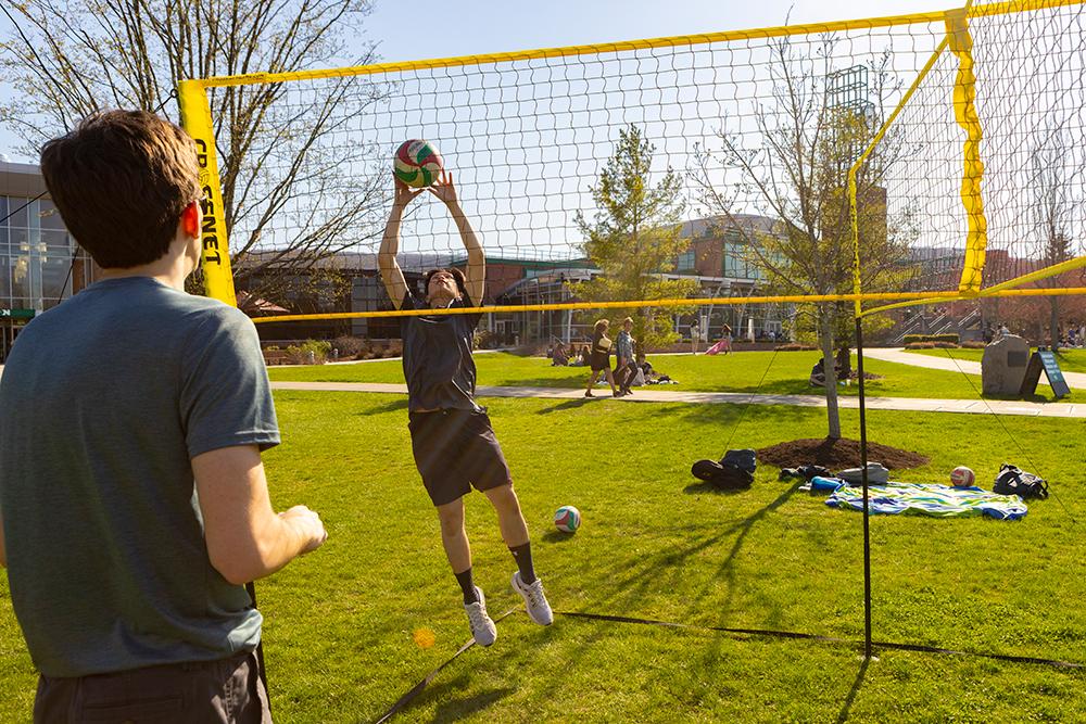 Volleyball in the Peace Quad 