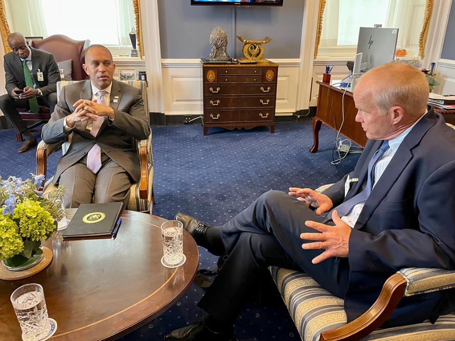 President Stenger meets with House Democratic Leader and Binghamton alum Hakeem Jeffries