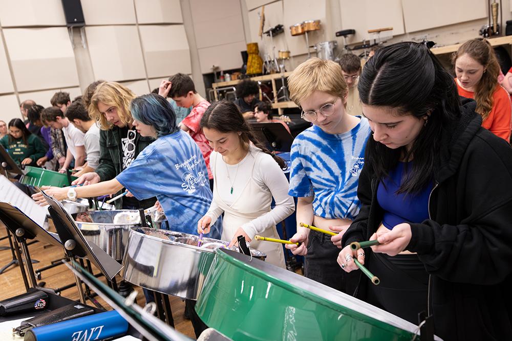 Binghamton High School Steel Drum Band visits School of Fine Arts