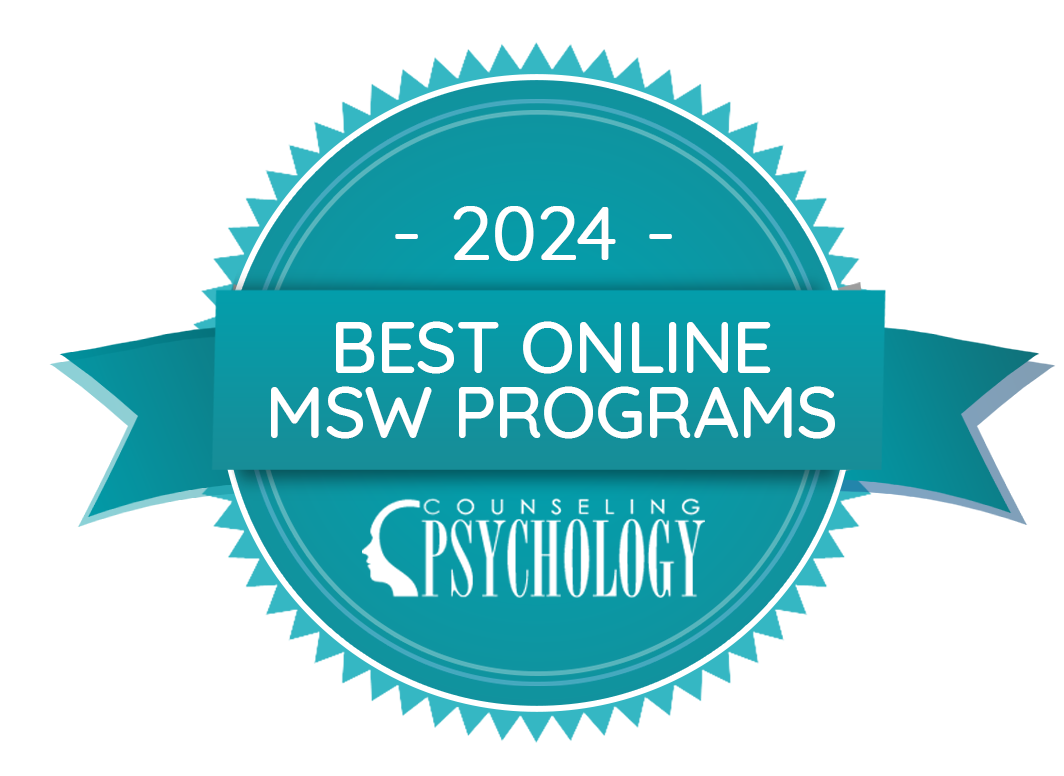 A badge identifying the "2024 Best Online MSW Programs"